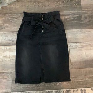 Black denim skirt
